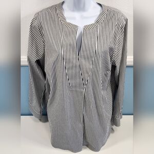 NWOT Talbots Women's Striped Long Sleeve Shirt Non Iron Cotton Size 1X